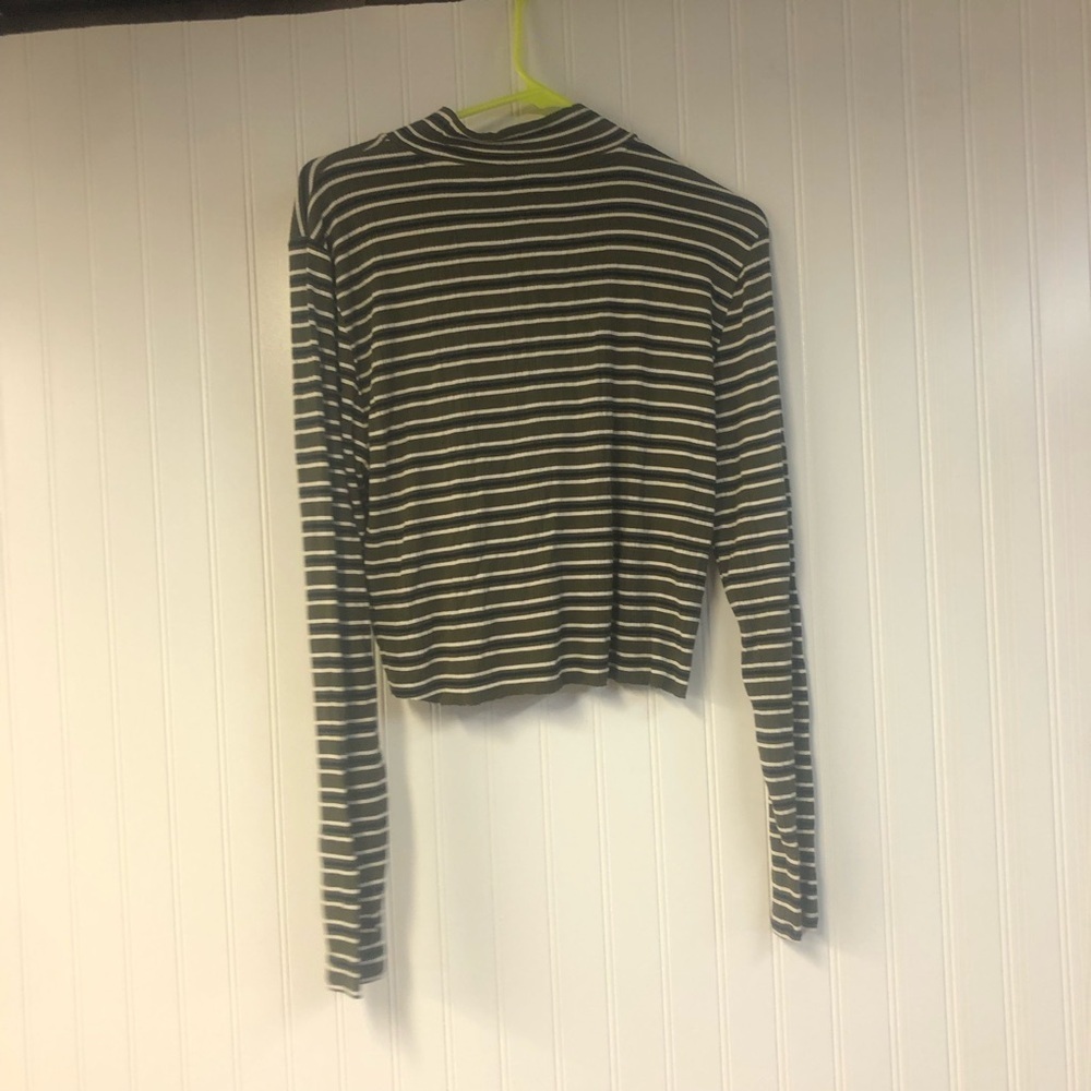 Tommy Hilfiger Tommy Jeans Striped Long Sleeve Top Cut Off XL Green - Picture 5 of 5